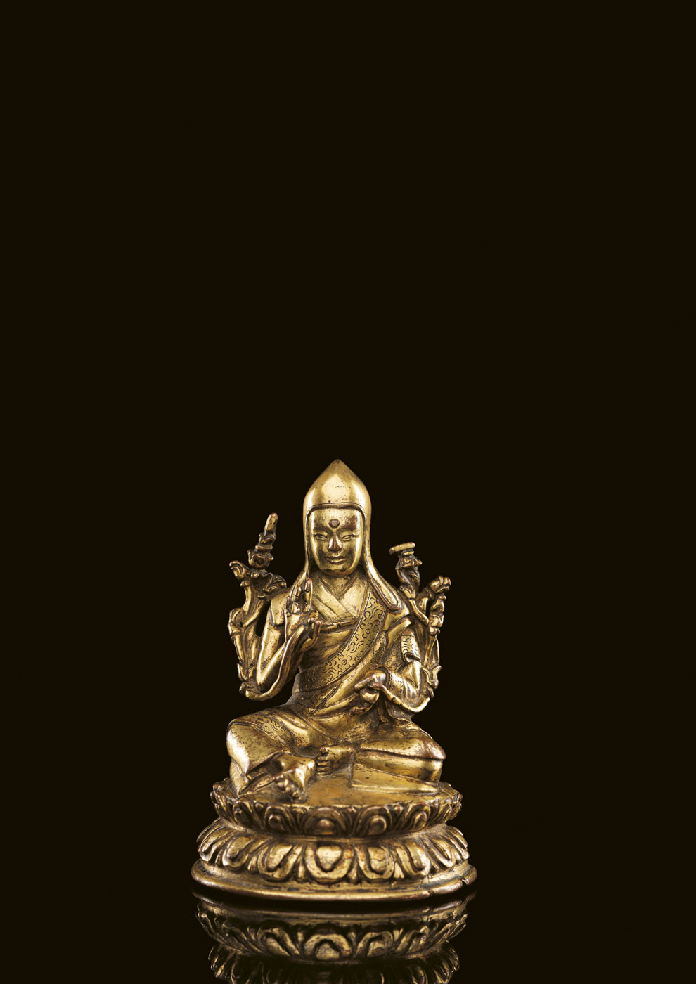 <b>Feuervergoldete Bronze des 6. Sakya Tridzin, Sakya Pandita Kunga Gyaltsen</b>